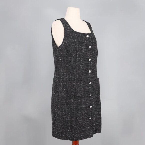 TALBOTS Black Metallic Textured Tweed Dress Size 14P - Picture 3 of 9